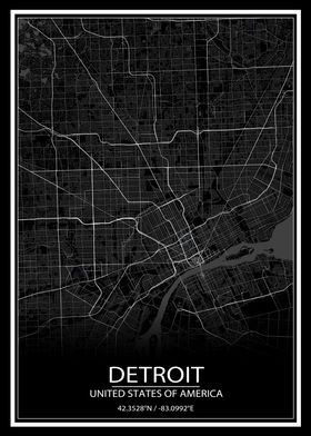 Detroit Black Map