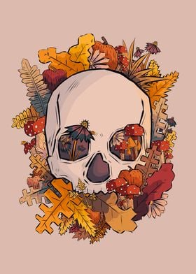 A skull within nature