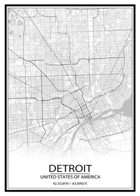 Detroit White Map