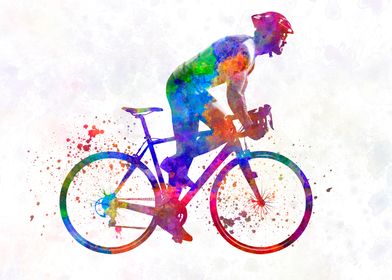 Cyclist in watercolor