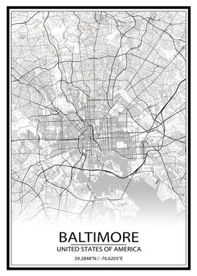 Baltimore White Map