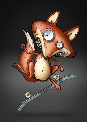 Crazy Skateboard Fox