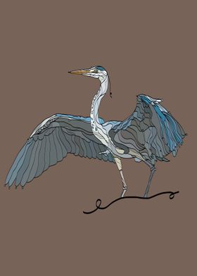 Grey heron illustration