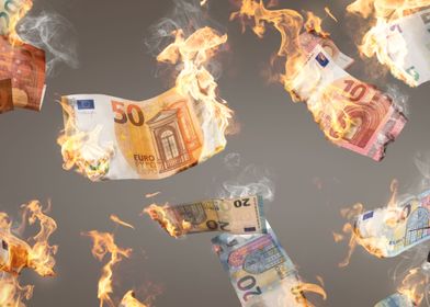 Burning Euro Banknotes