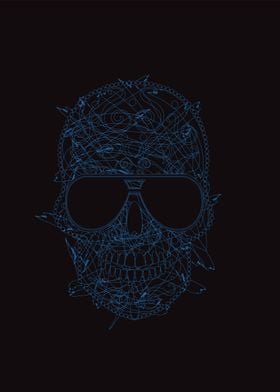 Neon skull x rays with sun