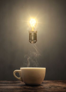 Coffee Cup With Light Bulb