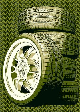 CAR TIRES POSTER ARTWORK