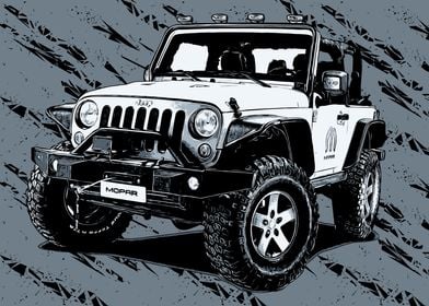 WHITE JEEP POSTER ARTWORK' Poster by Rizky Irawan | Displate