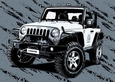 WHITE JEEP POSTER ARTWORK