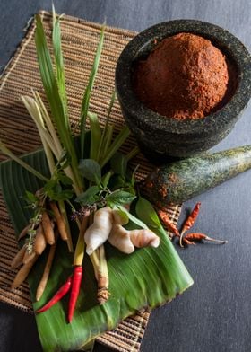 thai herbs and curry