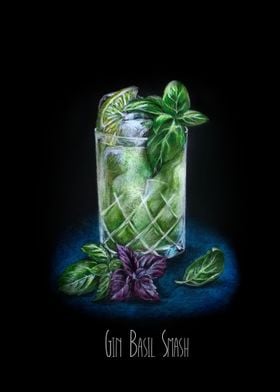 Gin Basil Smash cocktail 