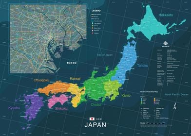 Map of Japan and Tokyo