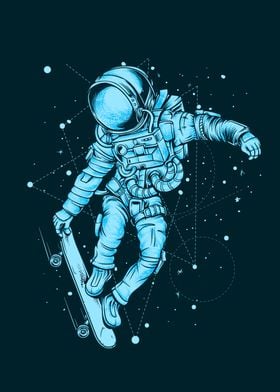 Neon Astronaut Skating