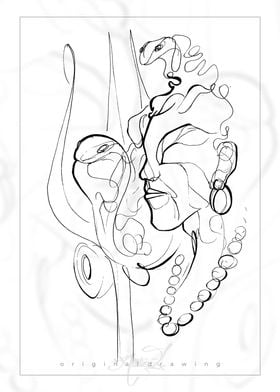 Linear Shiva Face Drawing