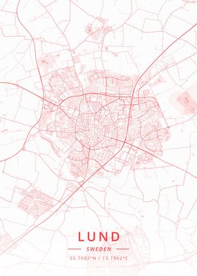 ‘Lund Sweden’ Poster by Designer Map Art | Displate