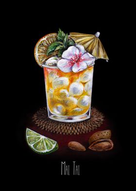 Mai Tai cocktail on black