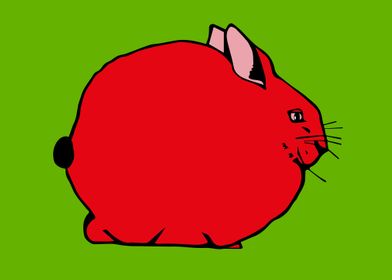 Fat Red Rabbit Pop Art
