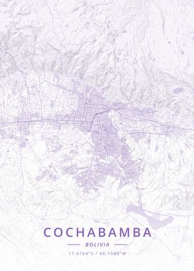 Affordable Wall Art. Printable Road Map City Map COCHABAMBA Bolivia
