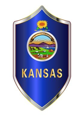 Kansas Flag On Shield