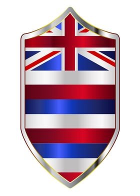 Hawaii Flag On Shield