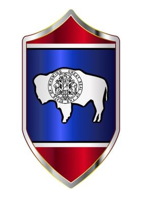 Wyoming Flag On Shield