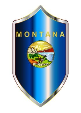 Montana Flag On Shield