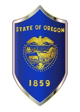 Oregon Flag On Shield