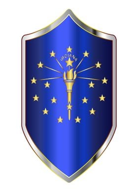 Indiana Flag On Shield