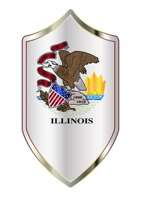 Illinois Flag On Shield