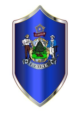 Maine State Flag On Shield