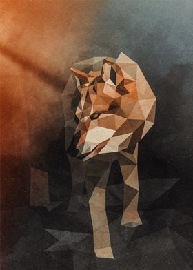 Low Poly Wolf Warm Version