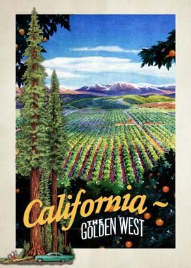 California retro poster - Abstract digital art - Digital Art