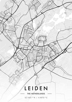 Leiden City Map White