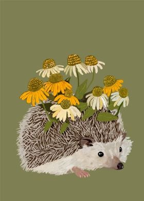 Hedgehog and flowers