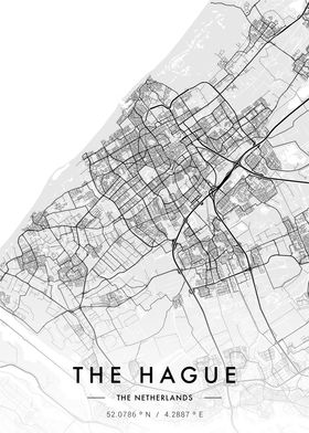 The Hague City Map White