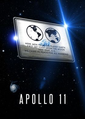 Apollo 11 metal plaque 3D