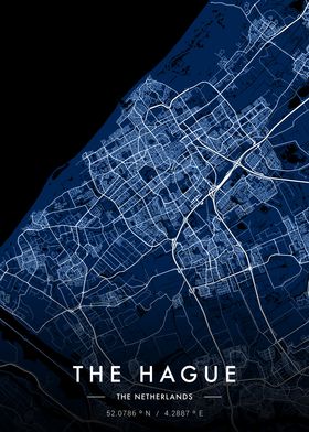 The Hague City Map Blue