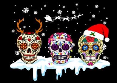 Merry Christmas Skull Snow
