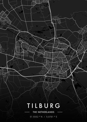 Tilburg City Map Dark