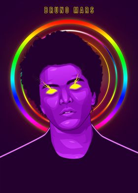 Bruno Mars Neon Poster