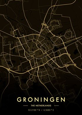 Groningen City Map Gold