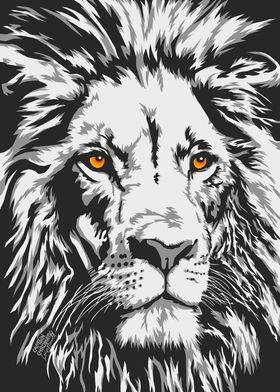Black and white lion