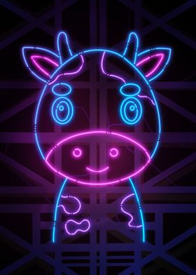 Cute Cow Nursery Neon Art