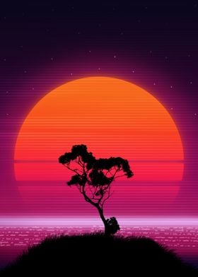 80s Palm tree Sunset