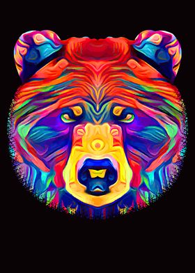 Bear Head Colorful