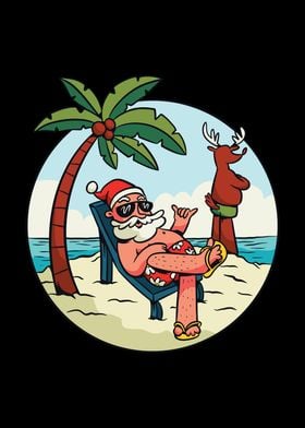 Beach summer Santa Claus