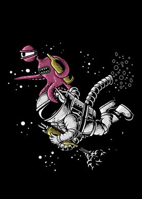 astronaut and alien space