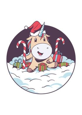 Santa unicorn snow