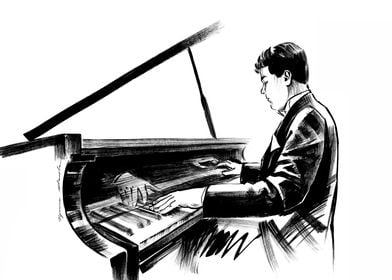 A pianist plays music
