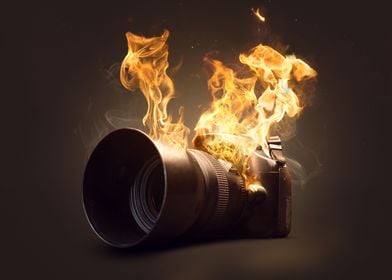 Photo Camera On Fire